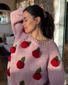 OEM ODM 3D <strong>Daisy</strong> Chunky Sweater Hand Knit Flower Pullover Oversized Boho Knitwear Mother39s Day Gift Cozy Winter <strong>Jumper</strong> Floral G - Product Image 5