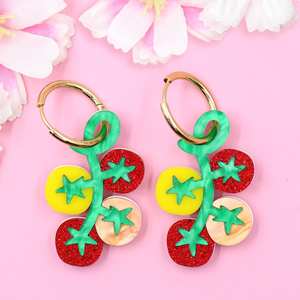 Drop gaya antik anting menjuntai indah dari tomat akrilik buah pola untuk hadiah - Product Image 3