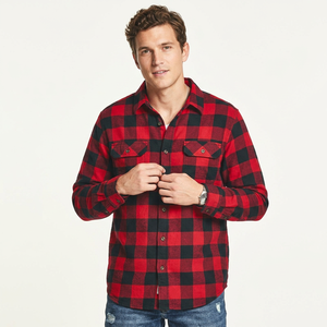 Camisa de Franela para Hombre con Forro de Sherpa, Chaqueta a Cuadros Resistente de Manga Larga con Botones - Product Image 1