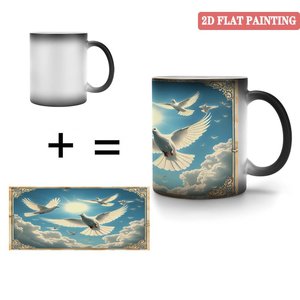 Frosted <b>Ceramic</b> Mug 11oz Color Changing Magic <b>Cup</b> With Dove Sky Art Design - Product Image 4