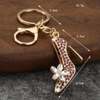 Porte-clés en métal à strass en forme de chaussures à talons hauts, personnalisé, en gros, pendentif de sac, cadeau promotionnel, en promotion