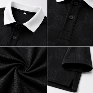 Polo de Golf a Cuadros Negro Premium Personalizado para Hombre, Ropa Corporativa de Marca Privada con Tecnología de Absorción de Humedad, OEM - Product Image 3