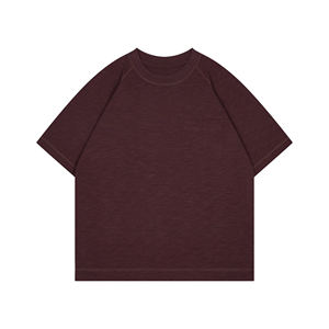 Camiseta de algodón flameado de 310GSM para hombre, transpirable, de gran tamaño, cuello redondo de color sólido - Product Image 1