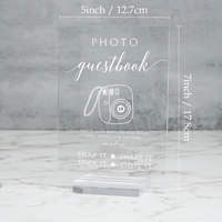 Panneau de table personnalisé en acrylique transparent 5x7 avec support, pour livre d'or photo, décoration de réception de mariage et de fête, vente en gros