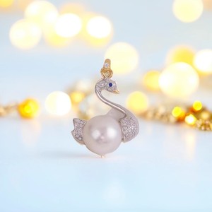 Colgante de Plata de Ley S925 31314DIY con Cuentas Redondas de 10-12 mm, Collar de Cisne Vacío y Accesorios de Perlas, Colgantes y Dijes de Perlas DIY - Product Image 4