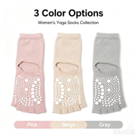Chaussettes de yoga pour femmes à bout ouvert et talon ouvert, antidérapantes avec points de grip, pour Pilates et Barre, en tricot doux, antidérapantes, pour le fitness, logo personnalisé OEM