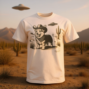 Western Cowboy Corgi Ufo <b>T</b>-<b>Shirt</b> Vintage <b>90s</b> Design Unisex Adult Size - Product Image 3
