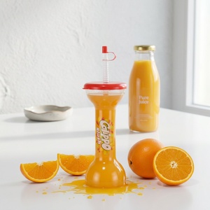 Long Neck <b>Plastic</b> Party <b>Cup</b> 500ml <b>With</b> <b>Straw</b> PET <b>Plastic</b> Custom Color Clear Drink <b>Cup</b> Custom Logo Wholesale - Product Image 1