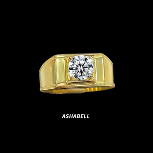 Siap Kirim Cincin Pernikahan Perak Sterling 925 untuk Pria 1ct GRA Mossanite Emas 18K Cincin Moissanite Elegan - Product Image 3