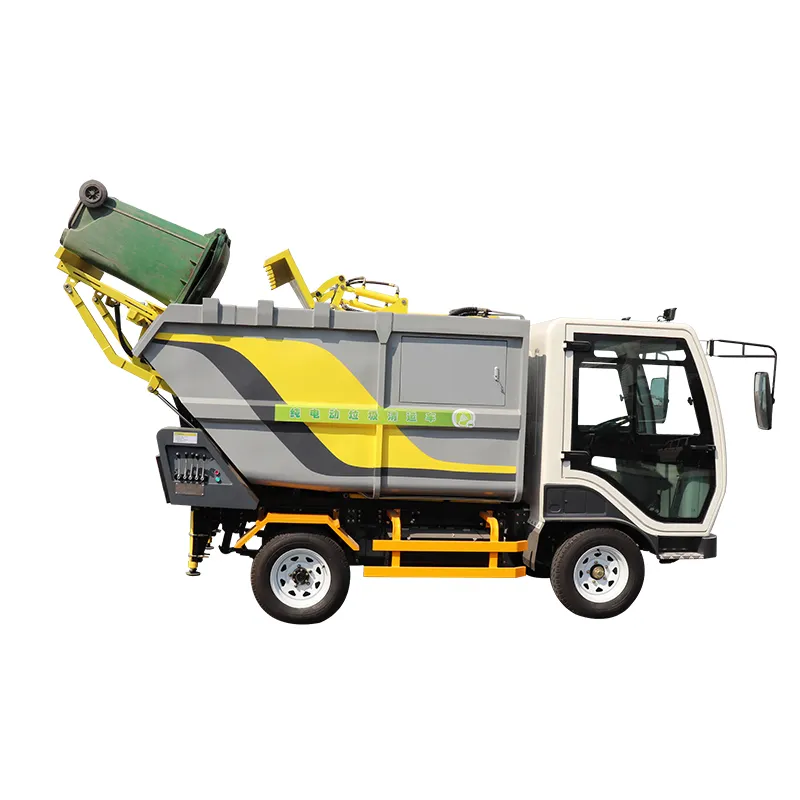 Top1 Elétrica Trash Management Vehicle 2 Bins Lifting System 3.5 CBM Mini Caminhão De Lixo Elétrico