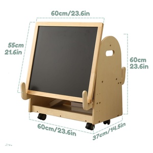 Caballete de Arte para Niños, Caballete Infantil con Ruedas, <span class=keywords><strong>Pizarra</strong></span> Magnética de Madera, Caballete Móvil para Niños con Almacenamiento, Caballete de Arte Vertical para Niños - Product Image 6