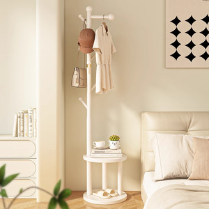 Solid Wood Coat Rack Multifunctional Floor Standing Storage Living Room Bedroom Use - Product Image 4