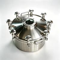 Tanque de Presión Sanitario Redondo de Acero Inoxidable con Mirilla, SS316 DN500xDN400, Grado Alimenticio Aséptico, Tapa Circular Superior para Recipiente con Escotilla