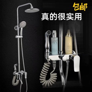 Juego de ducha Ansha con cabezal cuadrado tipo lluvia y rociador de mano, grifo de baño monomando con válvula de cerámica - Product Image 5