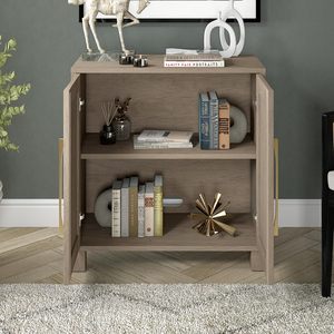 Weathered <strong>Grey</strong> <strong>Modern</strong> Wooden <strong>Sideboard</strong> with Two Doors and Adjustable Shelf. It Stores Goods for Entryways, Dining and Bedrooms - Product Image 3