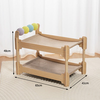 Lit pour chat double couche haut de gamme en gros, griffoir en bois massif contreplaqué avec coussin en coton et lin, mobilier pour animaux de compagnie durable, personnalisable OEM ODM