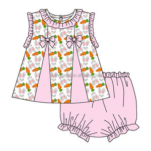 Set di <span class=keywords><strong>abbigliamento</strong></span> personalizzato per ragazze stile dolce senza maniche Top Design a fiocco 2 pezzi abiti corti comodi in tessuto <span class=keywords><strong>abbigliamento</strong></span> per ragazza - Product Image 4