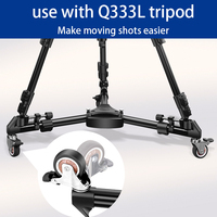 HL03 Trépied à Poulie Q333L en Alliage d'Aluminium, Support Universel avec Base à Roues pour Prise de Vues et Vidéos Fluides avec Caméra