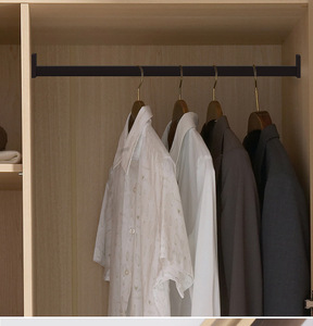 Tringle de penderie moderne en alliage d'aluminium antistatique à fixation murale, avec bride et conception détachable, rail à double amortisseur, quincaillerie de placard - Product Image 6