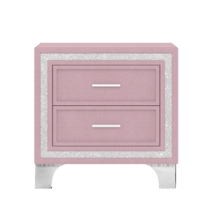 3-Piece Pink Bedroom Set, <b>Bed</b> Size Upholstered <b>Platform</b> <b>Bed</b> with LED Lights & 2 Nightstands, Tufted Headboard <b>Bed</b> <b>Frame</b> - Product Image 5