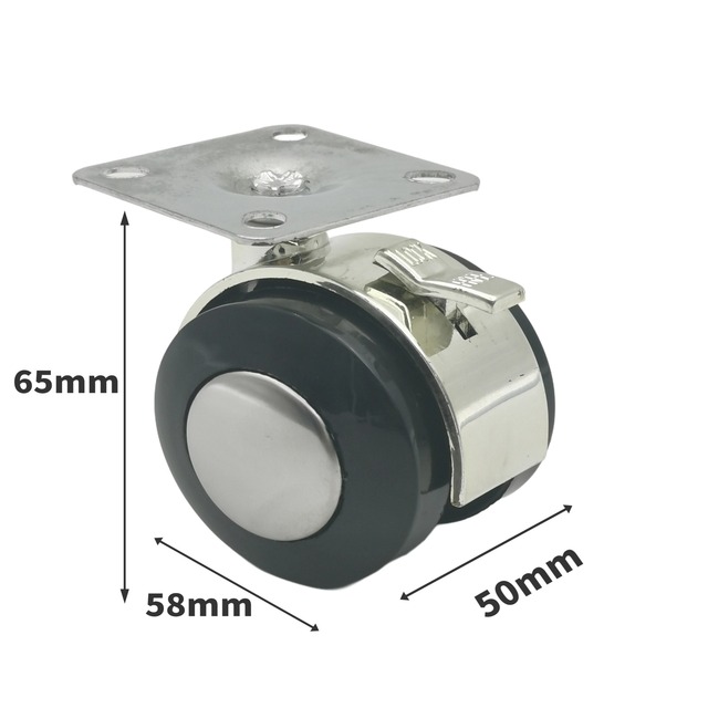 Modern Swivel Caster with Brake for Office Chair-Steel Base Nylon Wheels Durable Furniture Caster Cabinet Shelf Casters