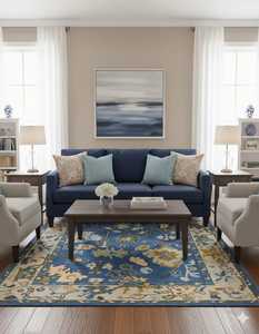 พรมขนสัตว์แบบถักมือสีเบจพรมทออกลายดอกไม้ทำด้วยมือแบบอินเดียกันไฟฟ้าสถิตย์สำหรับห้องนั่งเล่นห้องนอนของตกแต่งบ้าน - Product Image 1