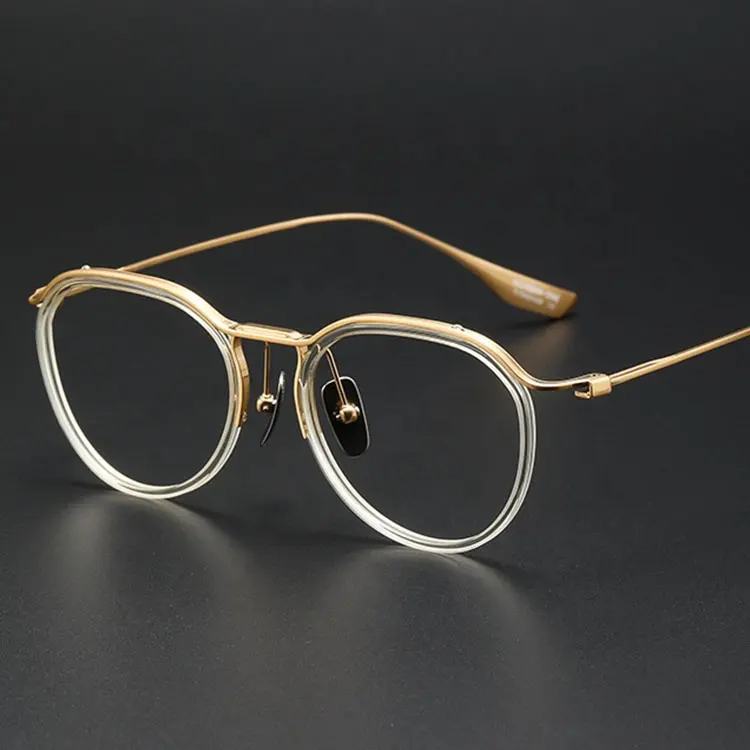 2022 Best And Quality Eye Frame Glasses Pure Titanium Gold Half Rim Eyeglasses Frame Designer Female Optical Glasses Eyewear