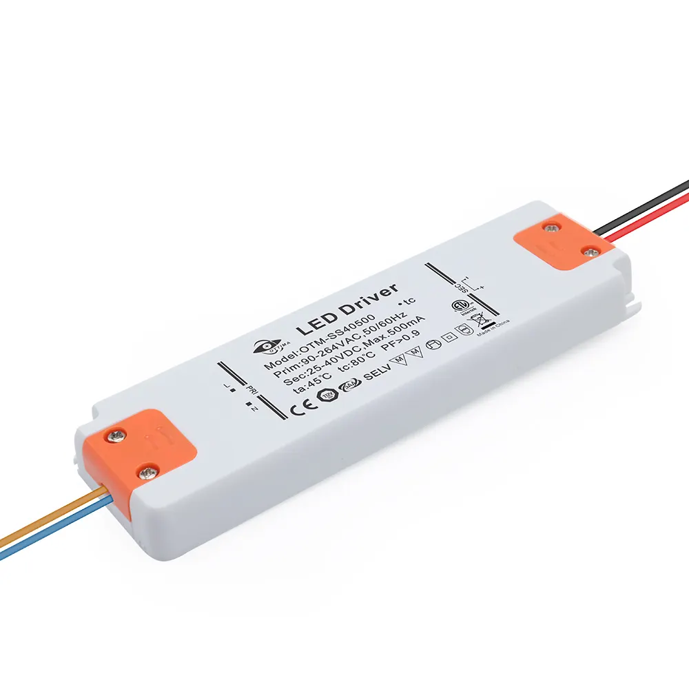 Controlador de corriente constante delgada para iluminación LED, dispositivo IP20 de 500mA, 750mA, 1000mA, 1250mA, 300mA, 20W, 30W, 40W, 50W