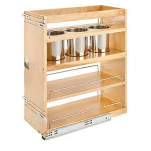 Pull-Out Kitchen <b>Spice</b> <b>Rack</b> Drawer Storage Organizer Basket with <b>Wood</b> & Metal Contemporary Design for Cabinet - Product Image 3
