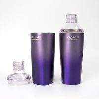 Shaker à cocktails professionnel en acier inoxydable à double paroi et gobelet avec couvercle en plastique, capacité de 600 ml, certifié LFGB, outil de bar