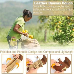 Bolsa de Lona Clásica Portátil con Estampado en Relieve para Cosecha de Hongos, Plegable para Exteriores, con Cordón y Correa de Cuero - Product Image 3