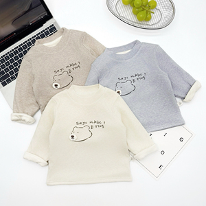 Camiseta de Manga Larga <span class=keywords><strong>para</strong></span> Bebé/Niño Pequeño, con Forro Doble, Diseño de Oso con Parche, Colección Otoño-Invierno, Venta al por Mayor, Boutique, Personalizada - Product Image 2