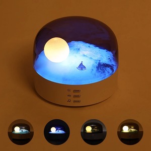 Lámpara de Noche LED con Forma de Luna, Altavoz Bluetooth Recargable, Lámpara de Mesa con Ondas de Luz Atenuables, Regalo de Cumpleaños para Niños, Decoración de Dormitorio - Product Image 1