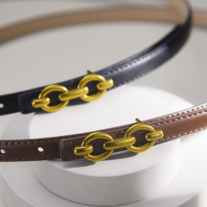 Cinturón de cintura de moda de cuero genuino de estilo coreano para mujer con patrón geométrico de aleación fina del mundo <span class=keywords><strong>dorado</strong></span> - Product Image 1