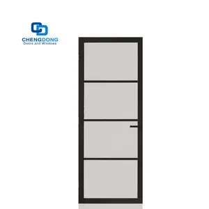 Top Selling Popular Design Modern Interior Used Narrow Frame Black Metal Aluminum French Glass Doors For Patio