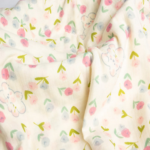 <strong>Wholesale</strong> 100% Cotton Crepe <strong>Double</strong>-Layer <strong>Gauze</strong> Small Floral Printed Fabric for Shirts Dresses Bedding Home Textiles Accessories - Product Image 4