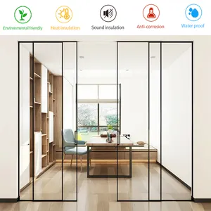 Decorative Sliding Door Frame Design Aluminium Inside Frameless Glass Custom Slim Doors for Office Bedroom Minimalist 3 Years