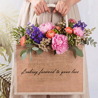 Sac en toile de jute de taille moyenne avec film PE, sac recyclable avec impression de logo, sacs en toile de jute personnalisés pour la plage, sacs à main en jute pour femmes
