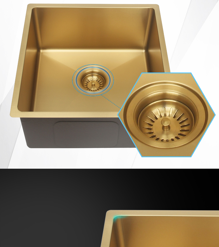 Hot Selling Modern Design Gold Handmade Sink Metal Single Bowl Kitchen Sink