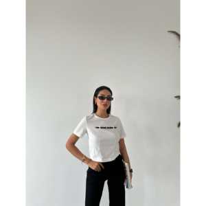 Camiseta Básica para Mujer, 100% Algodón Jersey, Manga Regular, Transpirable, Blanca - Product Image 3