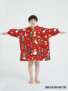 Manta usable de fábrica con capucha para niños, sudadera de franela Sherpa, manta con bolsillo <span class=keywords><strong>gigante</strong></span>, manta con capucha para niños con mangas - Product Image 6