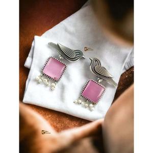 Monalisa Stone Bird Shape Black Polish Antique Look <b>Earring</b> for Casual Party Wear <b>Handmade</b> Bulk Product - Product Image 3