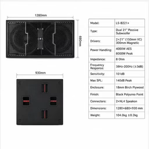 ซับวูฟเฟอร์คู่ขนาด 21 นิ้ว ระดับมืออาชีพ 4000w 16000w วอยซ์คอยล์ 150 มม. แบบ Passive 140db 8 โอห์ม สำหรับเวที สนามกีฬา คอนเสิร์ต รุ่น Ls-b221+ - Product Image 6