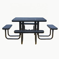 Mobilier d'extérieur commercial revêtement thermoplastique table de pique-nique carrée en acier extérieur restaurant patio table à manger en métal chaise