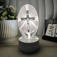 Lampe visuelle 3D religieuse à succès, veilleuse chrétienne LED avec croix pour décoration de bureau, cadeau spirituel