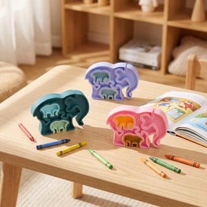 Jouet puzzle en silicone écologique non toxique en forme d'éléphant pour bébés <span class=keywords><strong>de</strong></span> 2 à <span class=keywords><strong>4</strong></span> ans, activité éducative d'apprentissage - Product Image 2