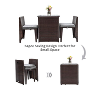 Ensemble de 3 meubles de jardin en rotin PE, mobilier d'extérieur permettant de gagner de l'espace, Set moderne, Patio, balcon, à manger, Table ou chaises