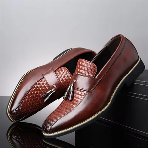 Chaussures Oxford pour homme en cuir véritable, style britannique haut de gamme, formelles, à lacets, bout pointu, fabriquées à la main, antidérapantes - Product Image 2