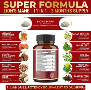 Oem tùy chỉnh nhãn hiệu riêng sư tử bờm nấm chiết xuất bột viên nang 60 viên nang đóng gói sức mạnh của Enzyme - Product Image 2