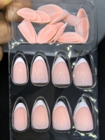 24 Pcs Français Minimaliste Court Longueur Fresh & Clean Design Art Acrylique Presse sur Ongles Ongles Artificiels Faux Ongles 3282